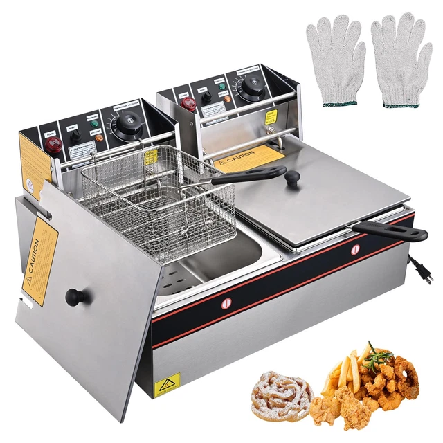 WeChef Commercial Electric Fryers 5000W 24L Countertop Dual Tank Restaurant