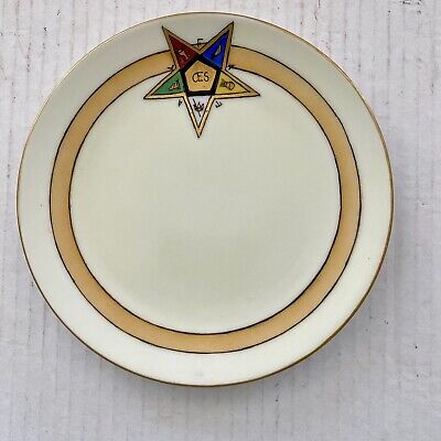Mason Masonic Order of the Eastern Star 1929 Hand Painted Plate - w/ To & From