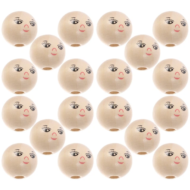 Craft Kids Mini Wood Beads Doll Smiley Wooden Beads Accessories Child