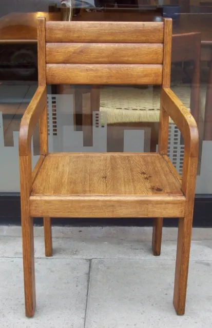 Pair of 1940s Handmade English Oak Vintage Carver/Side Chairs