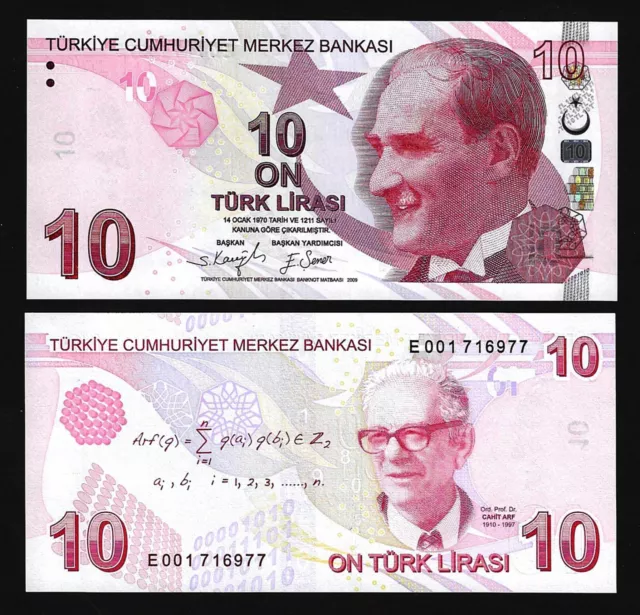 Turkey 10 Lira 2009 - 2021, UNC, Prefix E 001, P-223e