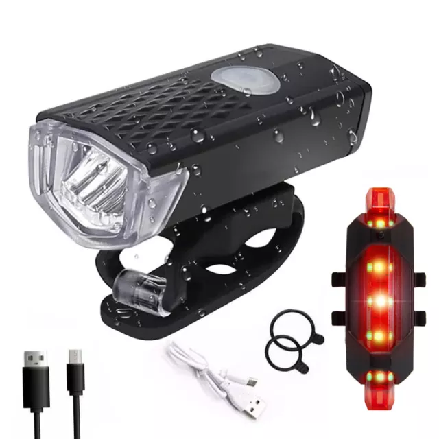 Luce bicicletta USB LED ricaricabile set strada anteriore posteriore fari