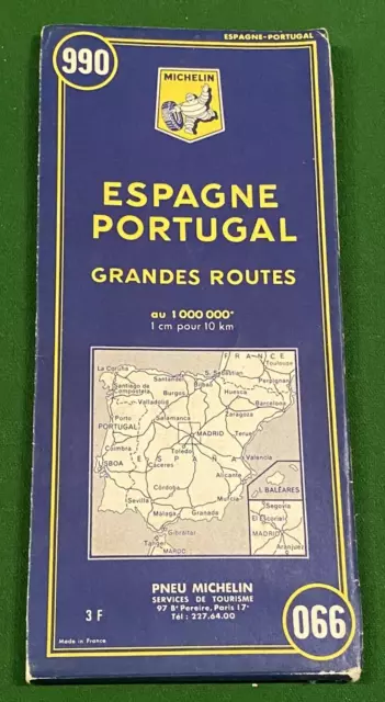 Carte  MICHELIN N° 990  - Espagne Portugal - 1966