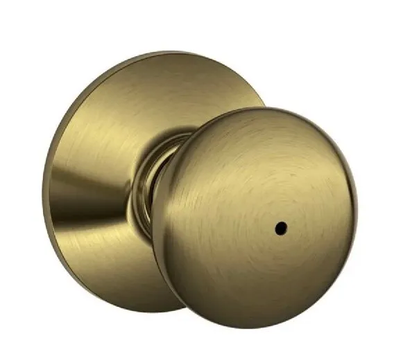 Schlage Plymouth Privacy Lock Door Knob Set in Antique Brass F40PLY609