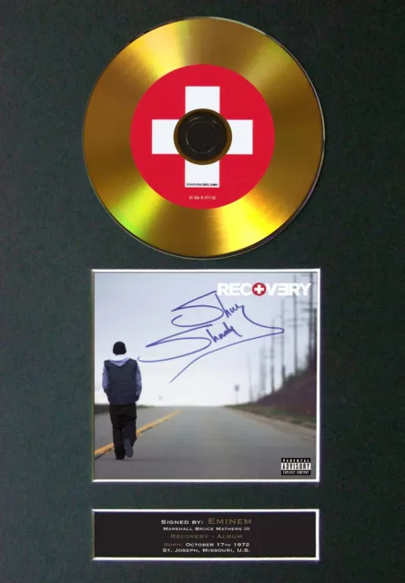 EMINEM Recovery Mounted Signed Autograph GOLD CD Print A4 #113