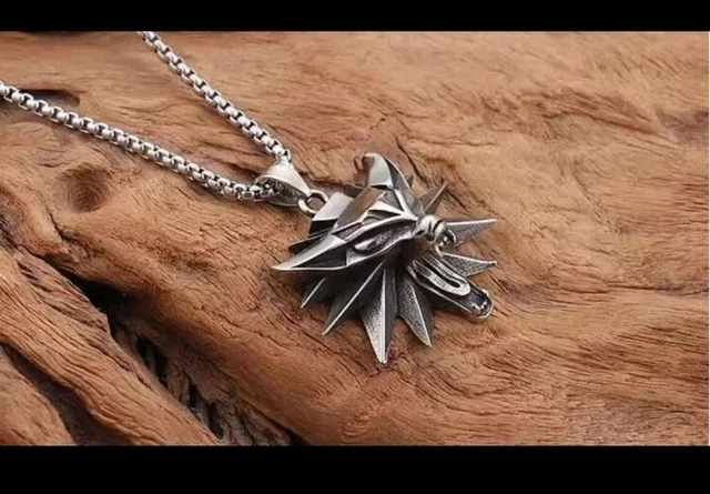 Ciondolo The Witcher Medallion Argento Cosplay Collana Lupo Geralt Di Rivia 7