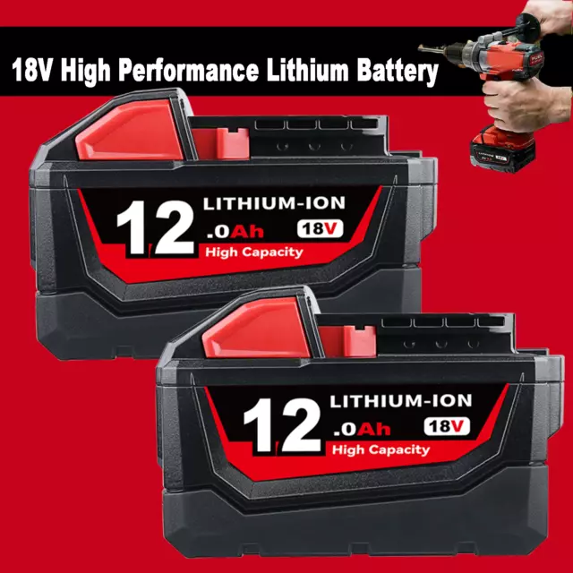 2x FOR Milwaukee 48-11-1812 M18 FUEL 18V 12.0Amp Lithium-Ion High Output Battery