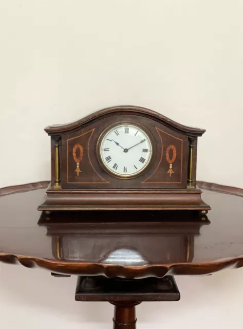 Antique Swiss Movement Edwardian Inlaid Mahogany Mantel Clock XMAS SPECIAL