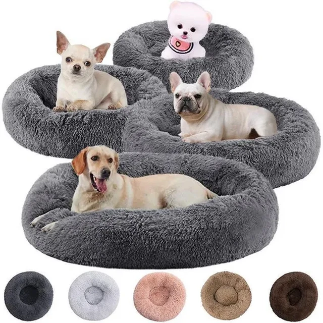 Soft Plush round Pet Bed for Cats or Small Dogs, Mini Medium Sized Dog Cat Bed S