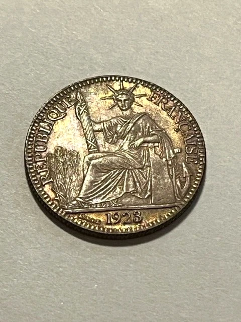 1923-A French Indochina 10 Centimes Silver XF #16017