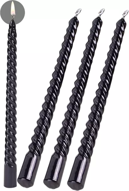 Velas Cónicas Juego de 4 Velas Conicas Negras Estilo Metal Candelabros Negros