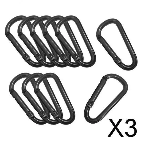 3X 10pcs mousqueton extérieur D-Ring Clip Crochet Snap Spring Key Chain Boucle