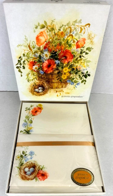 Papelería Hallmark De Colección 70s Flores en Una Cesta con Nido de Huevos NUEVO DE NUEVO