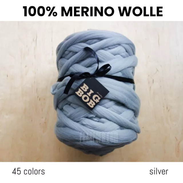 Hell Grau Chunky Yarn Merino Wolle Riesen Jumbo Garn Groß Arm Stricken 0,1-4,5kg