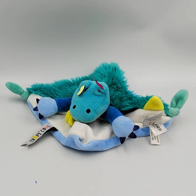 Doudou et compagnie plat carré crocodile bleu blanc vert Tropicool - 28277