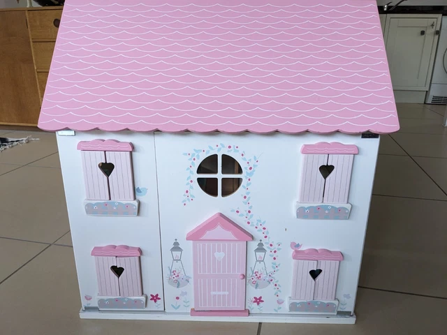 Asda George Pink Wooden Dolls House with accessories