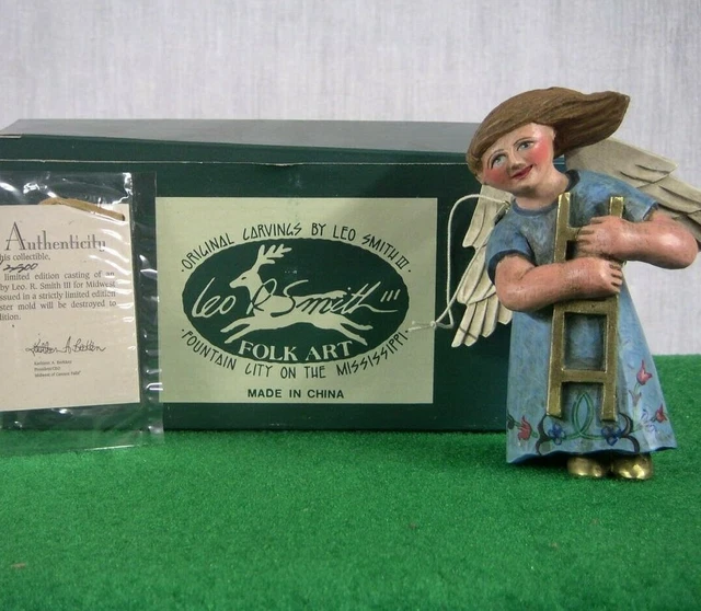 Leo Smith Folk Art Angel with Ladder Midwest #1307 Brand New in Box COA