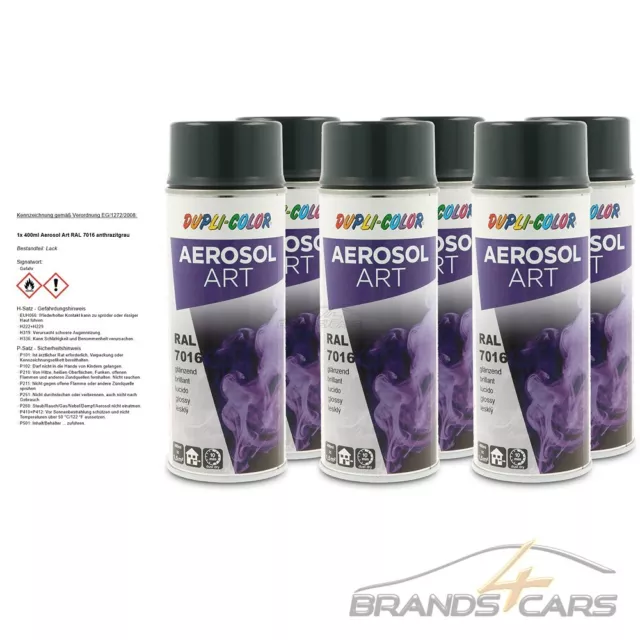 6X 400ML DUPLI COLOR AEROSOL ART RAL 7016 ANTHRAZITGRAU GLÄNZEND ...