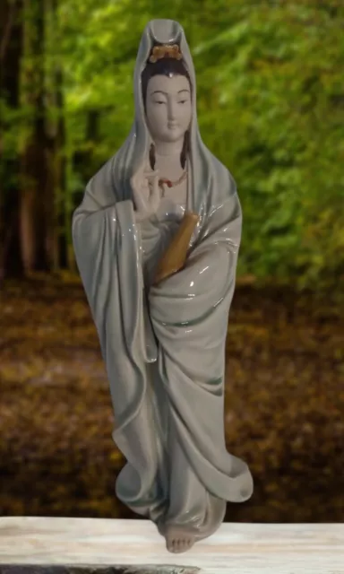 Vtg Guanyin Kwan-yin Porcelain Statue Goddess Of Mercy 15” Buddhism Numbered