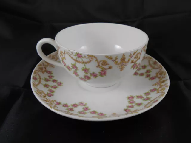 Magnifique Tasse & Sous Tasse Floral En Porcelaine De Limoges Signee