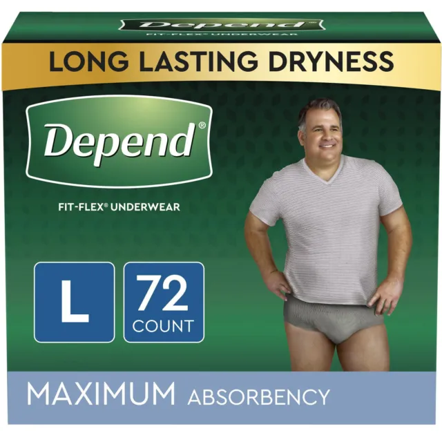 DEPEND FIT-FLEX ADULT Incontinence Underwear for Men, Gray, L, 72ct ...