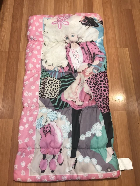 De colección 1989 ERO Barbie y Perro Moda Rosa Saco de Dormir Campamento Niños Manta
