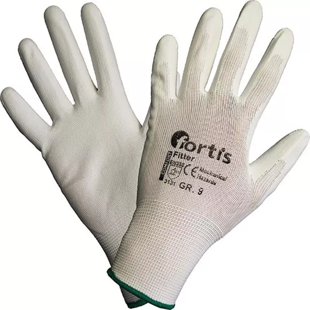 FORTIS Handschuh Fitter PU/Nylon Gr. 10 weiß (Inh. 12 Paar)