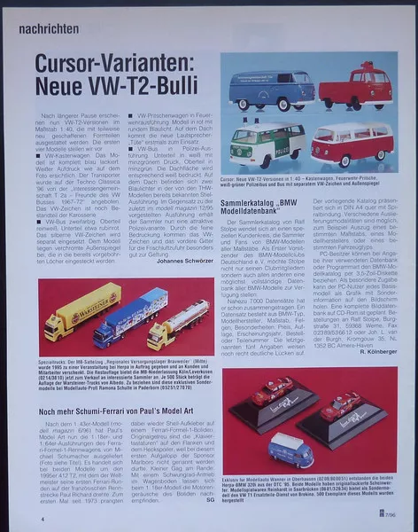CURSOR NEUE VOLKSWAGEN VW T2 VARIANTEN in 1-40.....ein Modellbericht   #9607mm