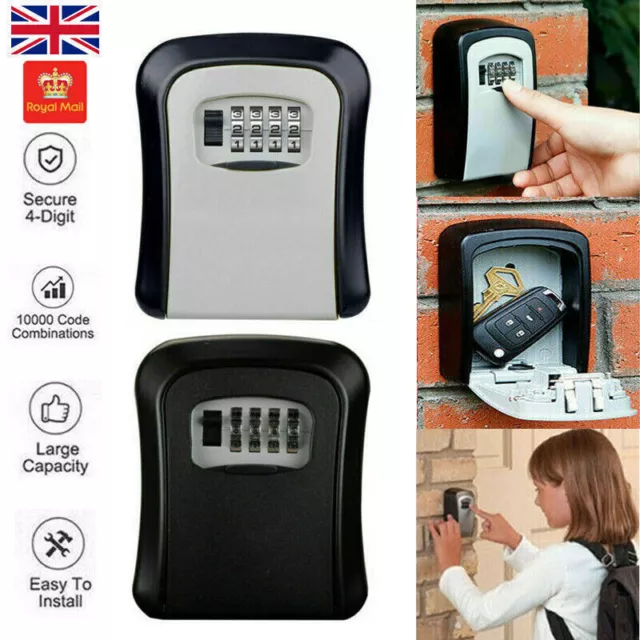 Key Safe Box 4 Digit Wall Mounted Outdoor High Security Code Lock-Storage Set UK
