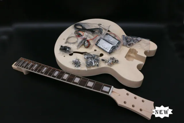DIY Set semihollow Electric Guitar Body+Guitar Neck Maple 24.75in Unfinished 22