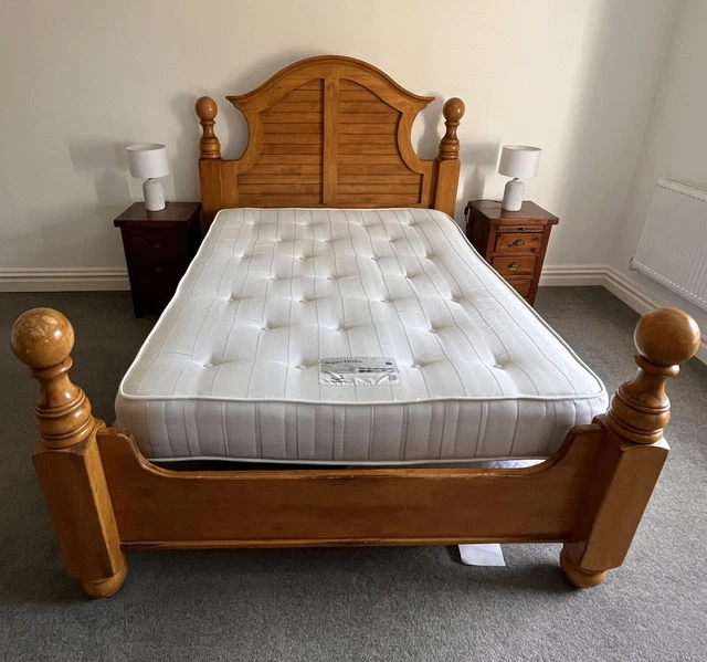 WOODEN KING SIZE bed Frame with Orthotic mattress £100.00 PicClick UK