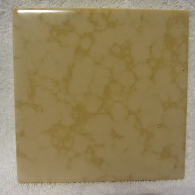 Vintage 4¼" X 4¼"  DAL Gold Yellow Marble Ceramic Tile USA NOS Daltile D636 Fawn