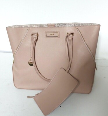 DKNY Rosa Monogramma Borsetta con zip NUOVA ORIGINALE SPEDIZIONE RAPIDA 