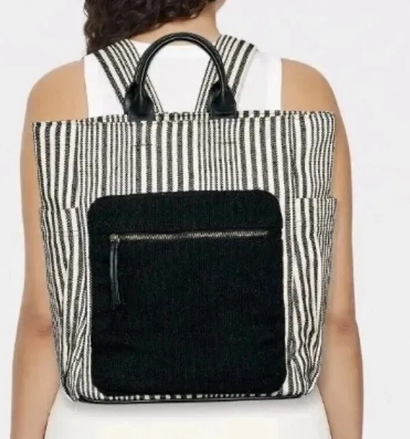 Universal Threads Black White Stripe Backpack Purse  Laptop Bag Boho Festival