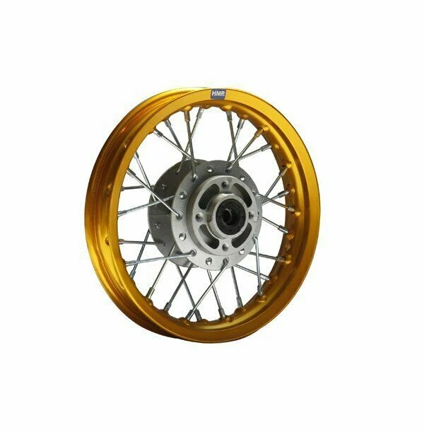 HMParts Cerchio Alluminio Anodizzato 10 Pollici Frontale Oro Pit Bike Dirt Cross