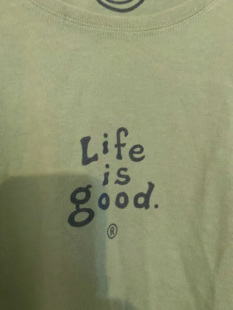 LIFE IS GOOD Women´s Green Cotton T-Shirts XXL Long Sleeve "LOGO"