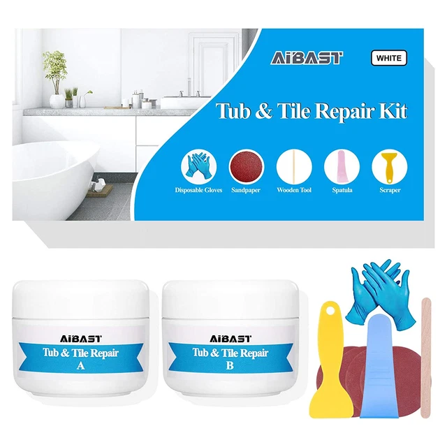 Tub Tile Shower Repair Kit Fiberglass Repair Acrylic Ceramic Porcelain Gel-coat