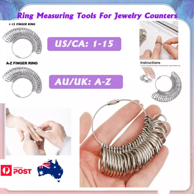 Aluminum Ring Measurer Sizer Tool Finger Gauge for Rings Measurement Sizes AU/UK