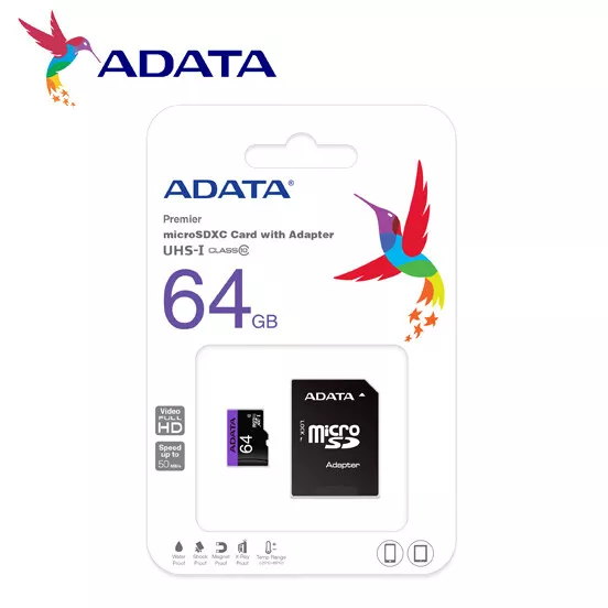 ADATA Premier 64Go microSDXC UHS-I U1 Cartes mémoire Adaptateur gratuit