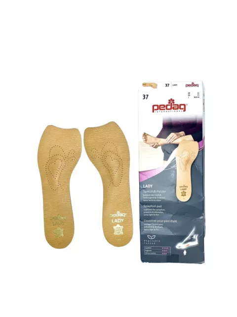 Plantilla autoadhesiva de cuero ultrafina Pedag 121 para dama bronceada, talla. 7 cajas abiertas