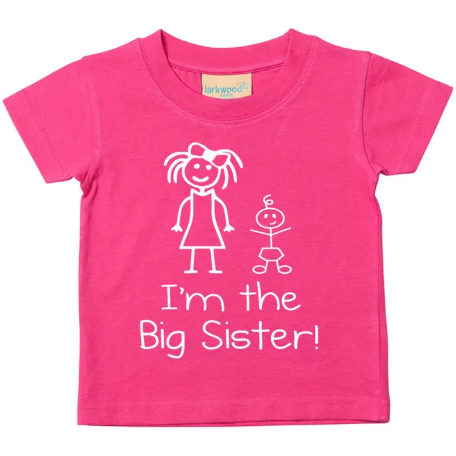 T-shirt rosa I'm The Big Sister bambino bambino disponibile nelle taglie 0-6 mesi t