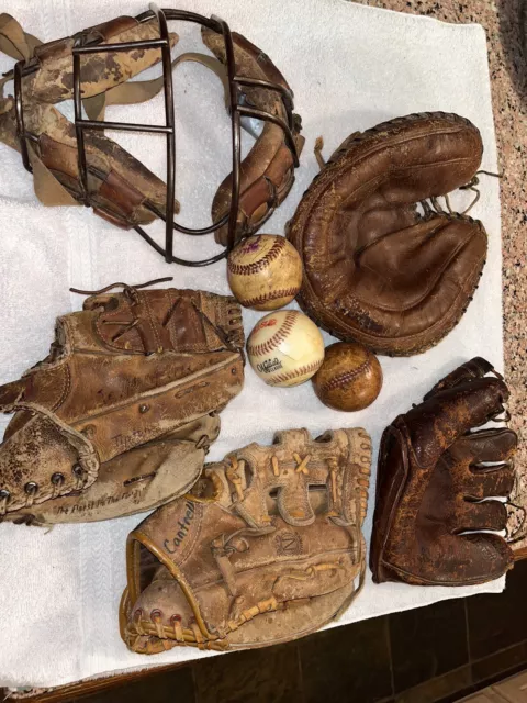 vintage baseball equipment lot