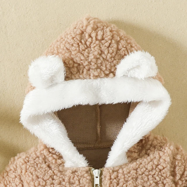 Newborn Baby Girls Boy Romper Cute Bear Warm Hooded Coat Jumpsuit Clothes Outfit 6