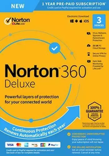 Norton 360 Deluxe 2025 3 Geräte 1 Jahr + sicheres VPN Internetsicherheit 5 Minuten E-Mail 3