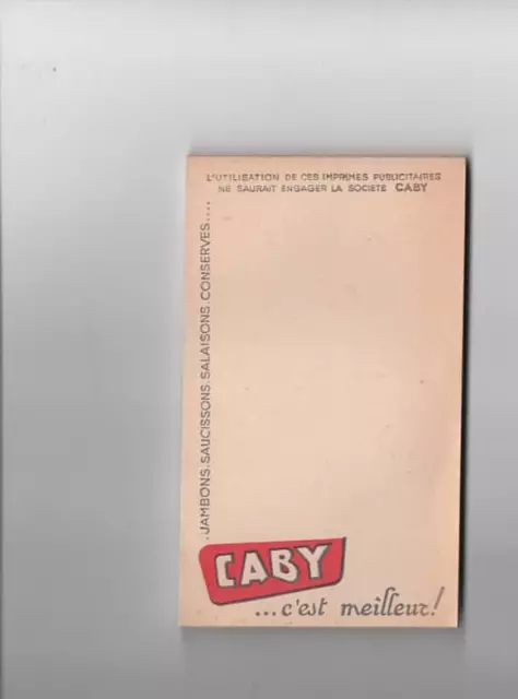 Ancien Petit Carnet Publicitaire. Publicité . Caby