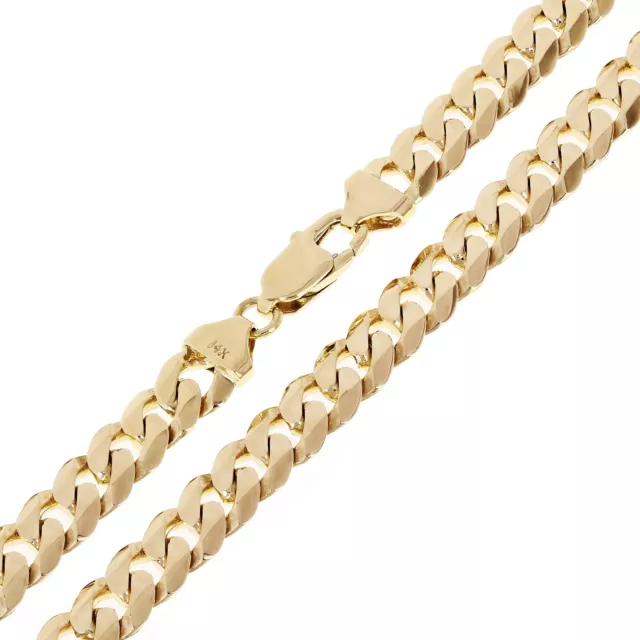 Men's 14k Yellow Gold Solid Curb Cuban Link Chain Necklace 22" 8mm 65.5 grams