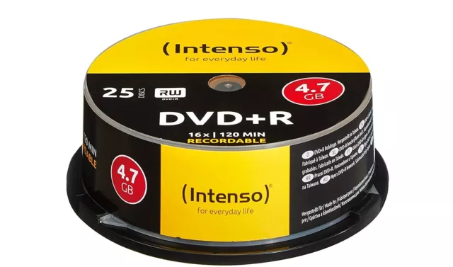 Intenso DVD+R 16x Speed 4,7GB 120 Minuten DVD Rohlinge Brenner 25er Spindel