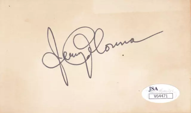JERRY COLONNA d.1986 Signed 3x5 Index Card Comedian/Road to Singapore JSA V64471