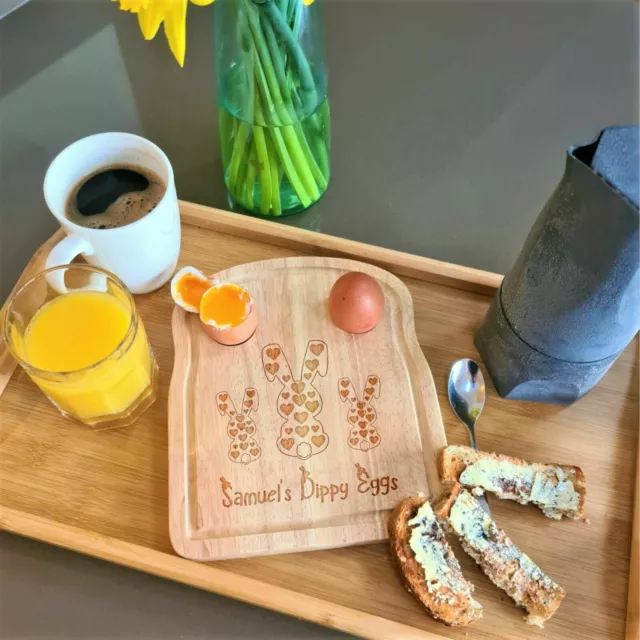 Engraved Personalised Happy Easter Egg Toast Board for Dippy Egg & Soldiers...