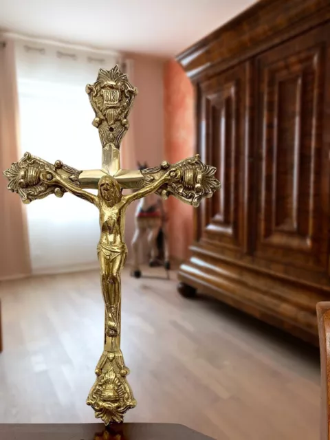 Cruz crucifijo soporte de latón cruz de la pared en anitk nostalgia estilo 32cm 2